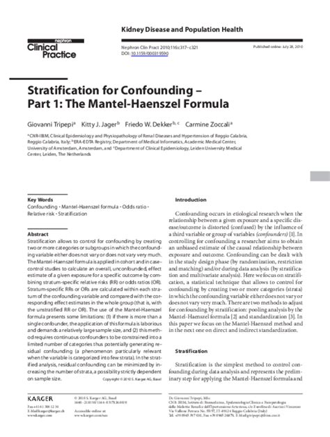 Stratification for Confounding – Part 1: The Mantel.